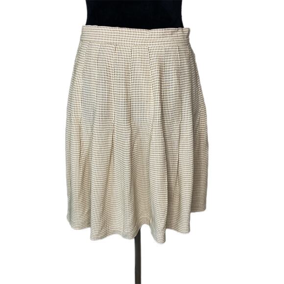 Y2K Khaki Gingham Pleated Flowy Short Skirt Made in USA - Women's Size 6 - Picture 2 of 5